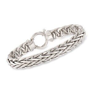 Sterling Silver Wheat Chain Bracelet 7in Spring Ring Clasp